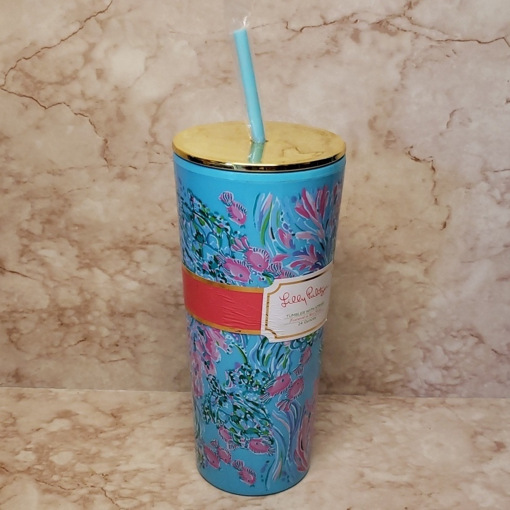 Lilly Pulitzer new tumbler with straw 24 oz.